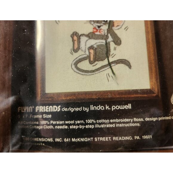 Vtg Dimension Embroidery Kit mouse flower daisy bird Linda K. Powell craft - Picture 2 of 4